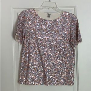 J. Crew shirt sleeve sequin top